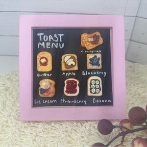 Pink Framed Toast Menu Wall Art With Magnet Backing
